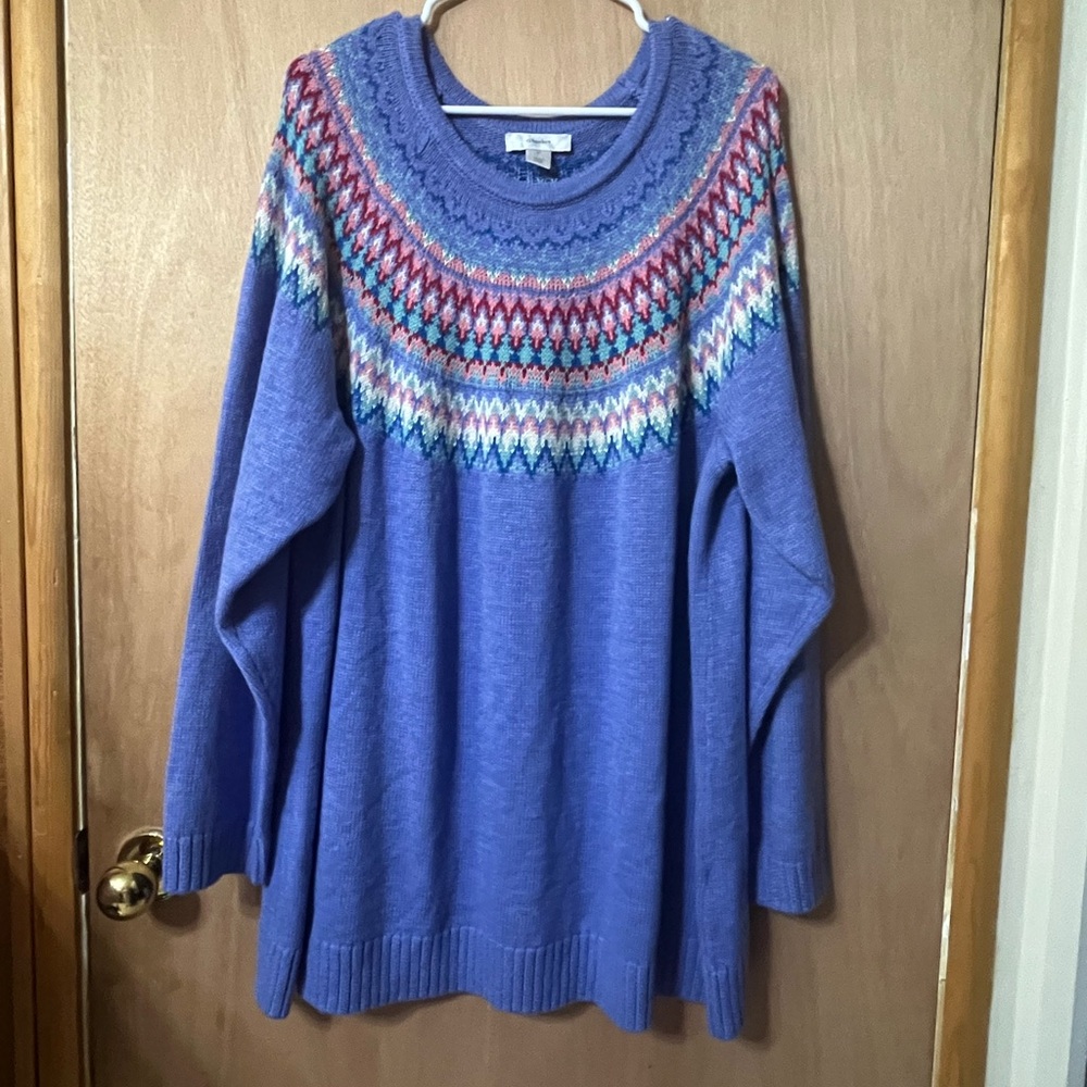 CJ Banks Multicolor Patterned Sweater